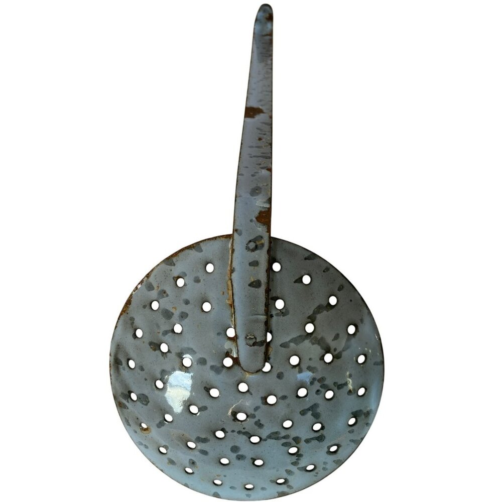 Vintage Graniteware Skimmer Ladle Rustic Decor Kitchen Tool Enamel Farmhouse - Picture 3 of 8